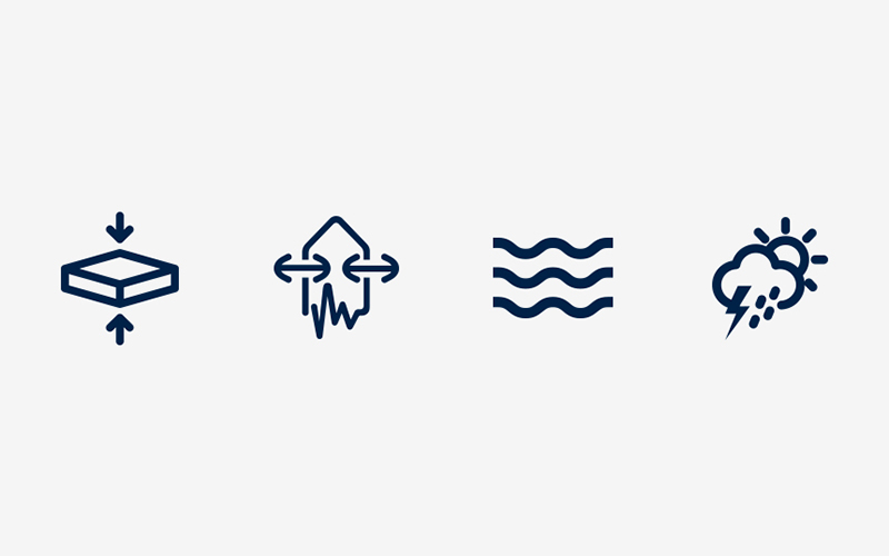 Pressure_shock_vibration_and_environmental_icons Pressure, shock, vibration and environmental icons