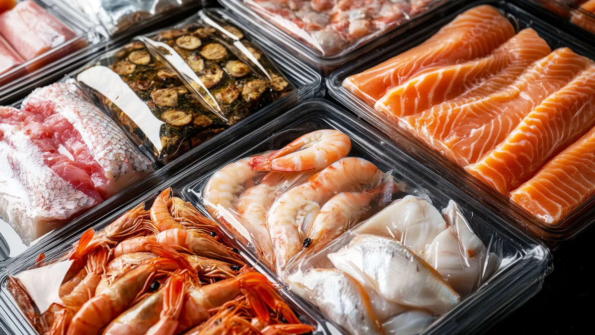 Frozen meats and seafood