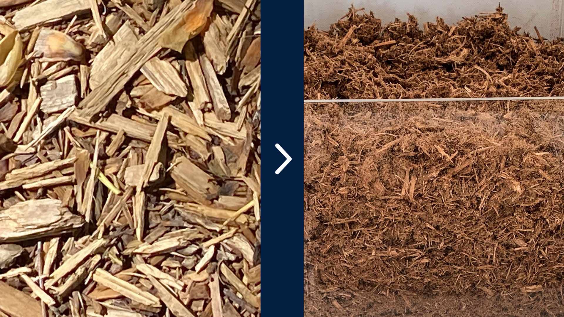 The outcome of the processing of forest residue using the wood fiber machine.