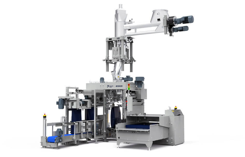 Open mouth bagger OMP-1045 equipped with one screw feeders