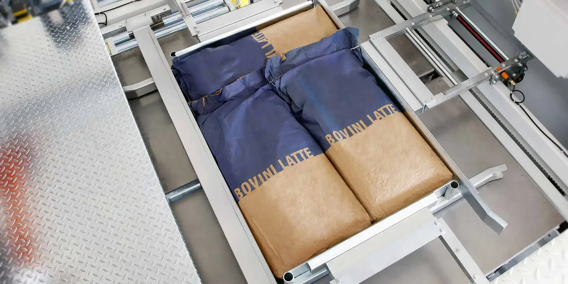 High level conventional palletizer with bags