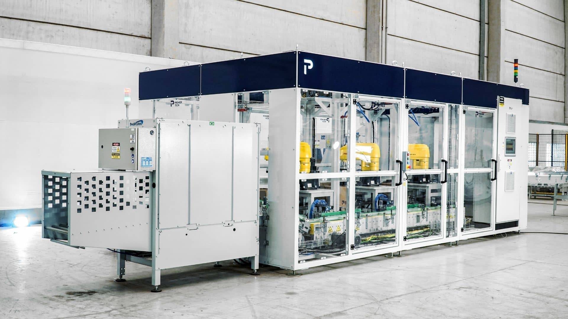 Premier Tech's Robotic Case Packer with 3 Robot Stations Premier Tech's Robotic Case Packer with 3 Robot Stations