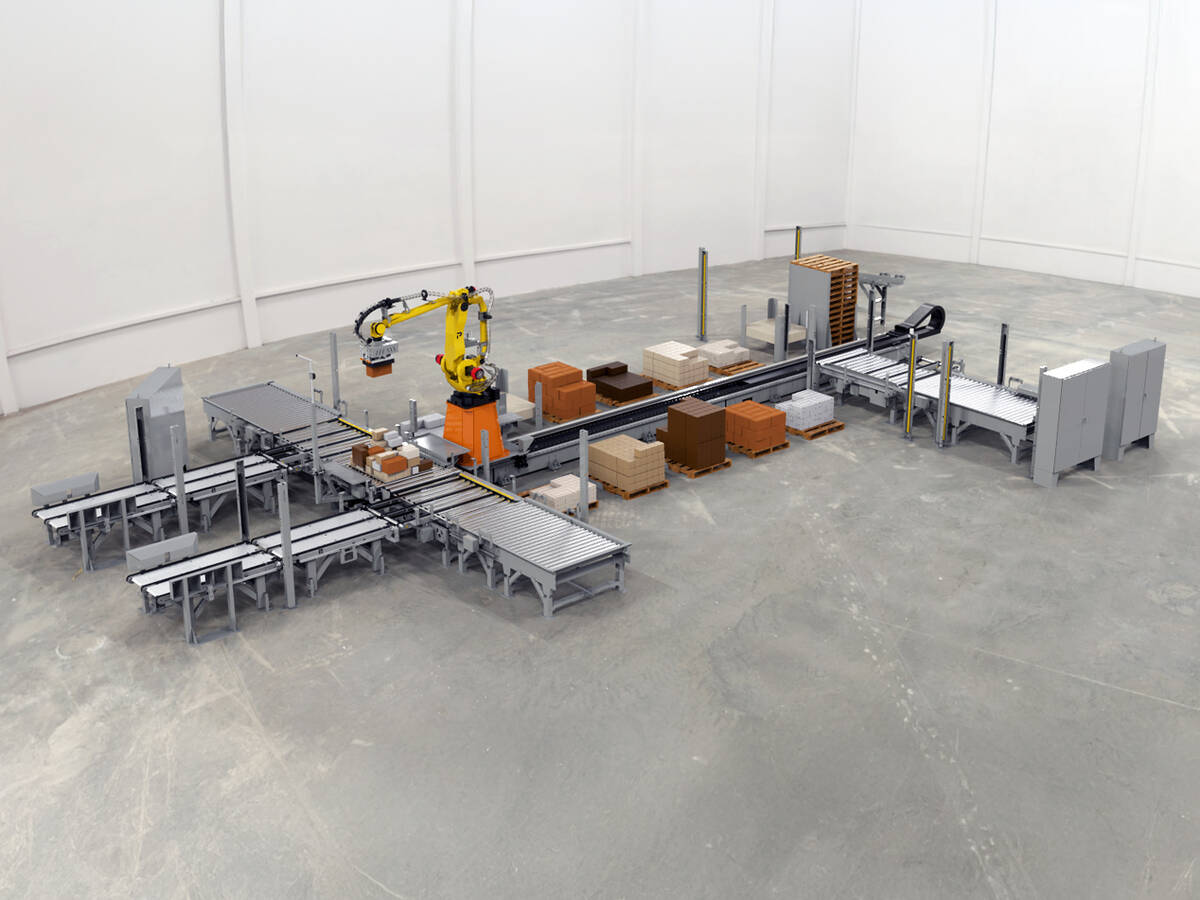 Mixed palletizing line with multiple conveyors
