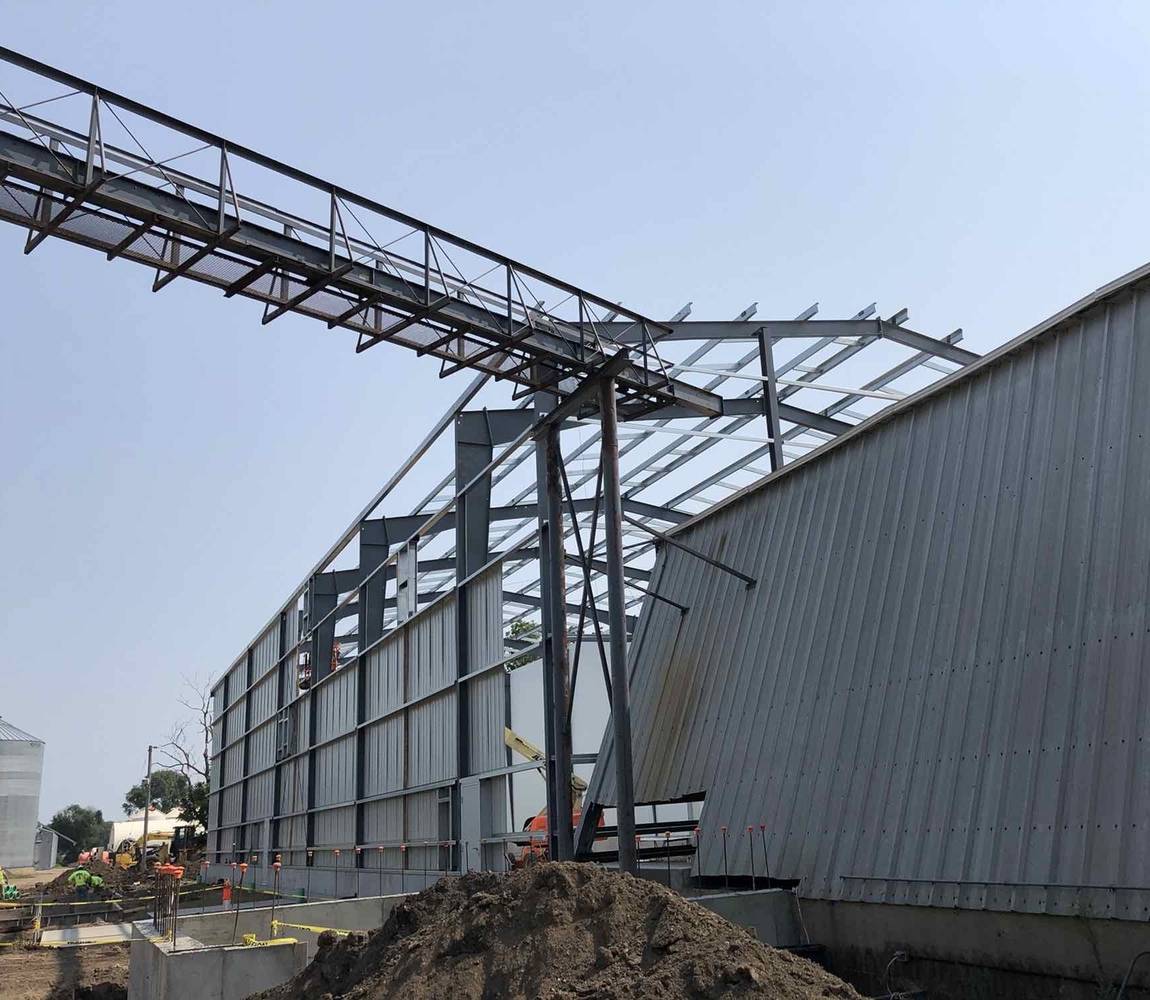 Facility construction - wall being pulled up