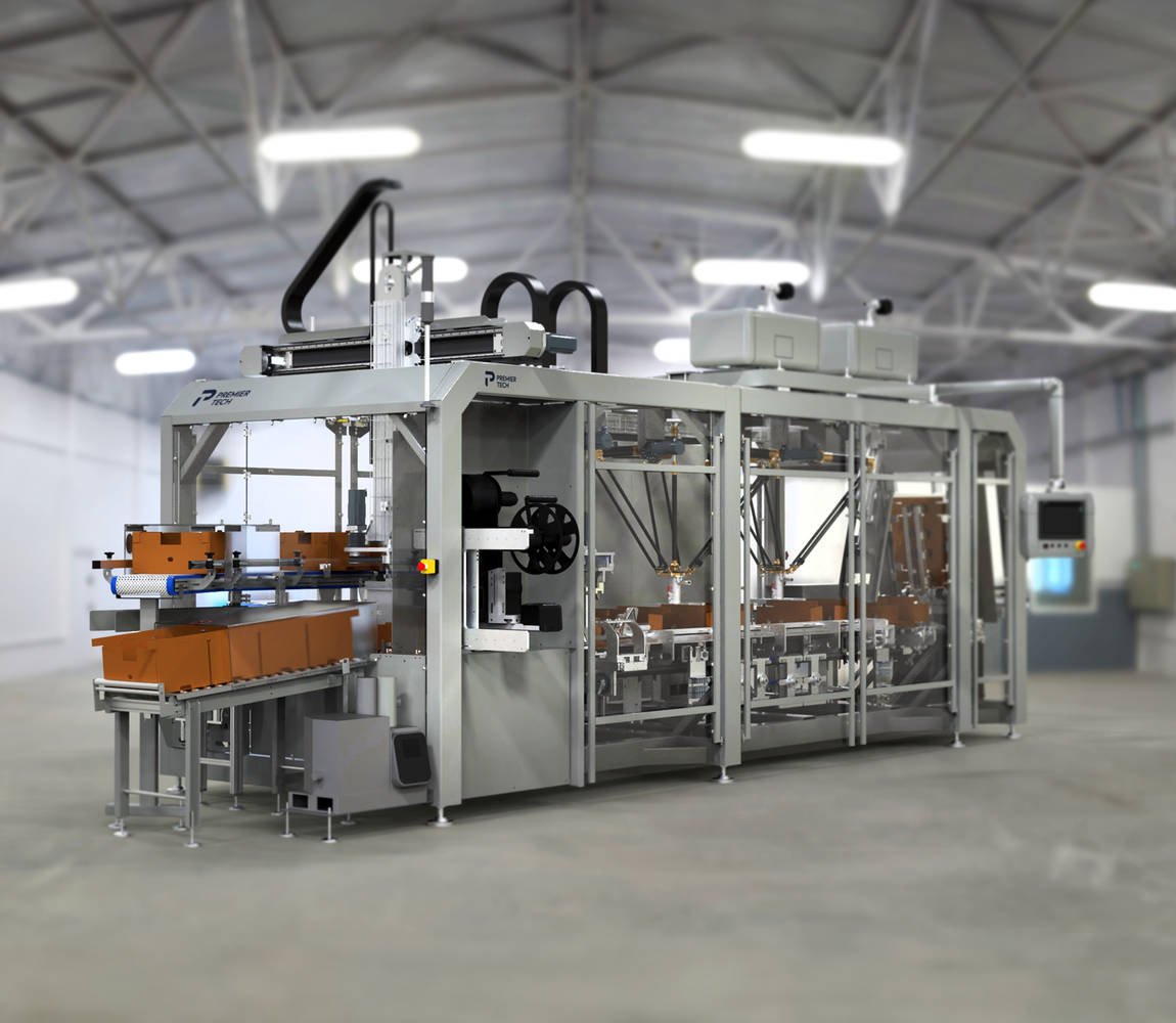 Wrap around case packer 3D render