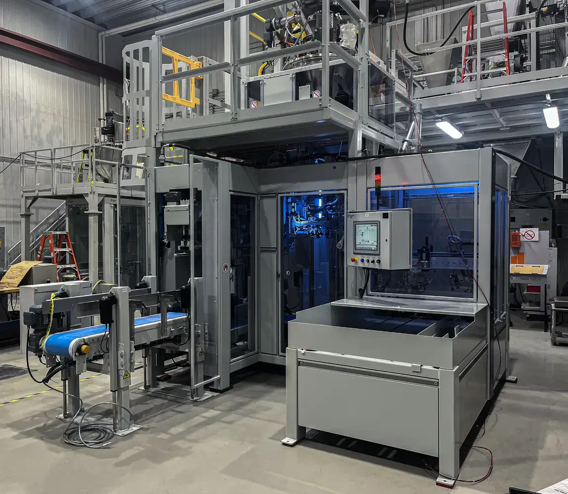 BFL open mouth bagger in a premier tech manufacturing plant