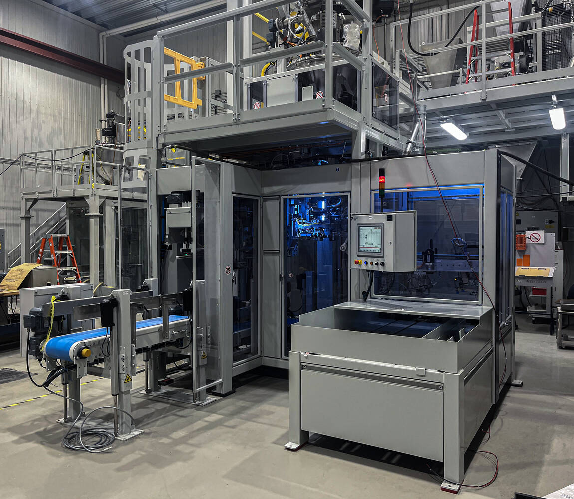 BFL open mouth bagger in a premier tech manufacturing plant