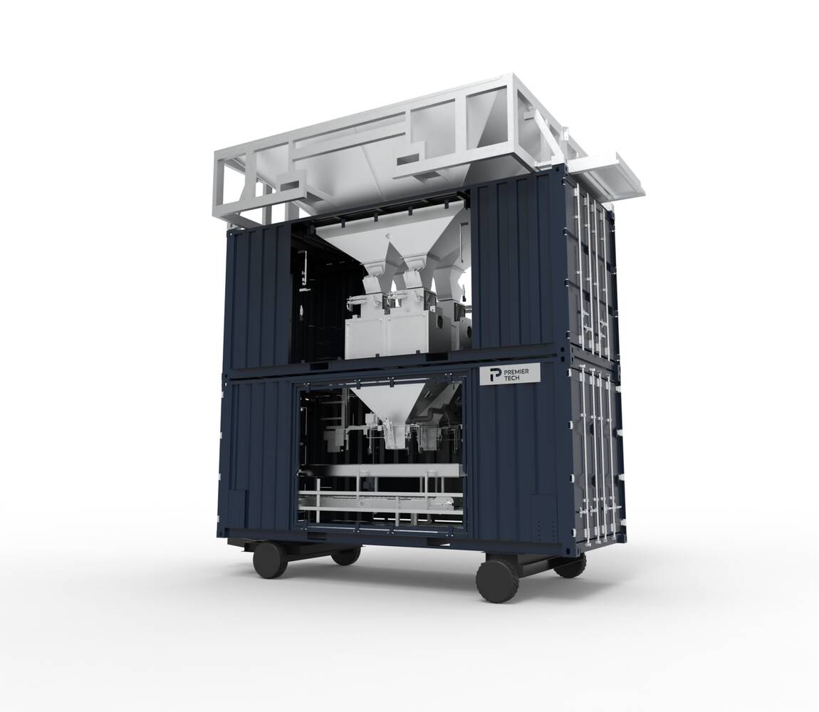 Containerised mobile bagging machine 360 view