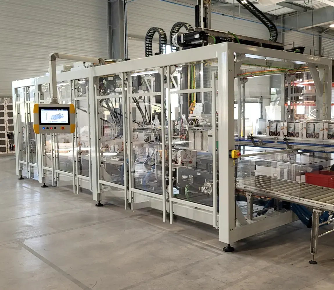 Back view of the wrap-around case packer