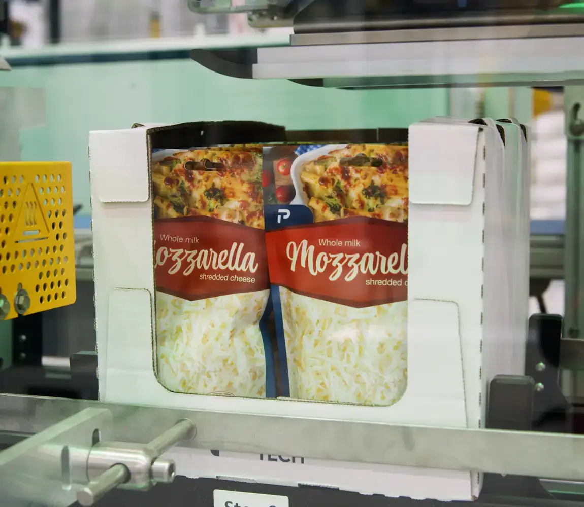 Cheese bags packed inside a wrap-around case