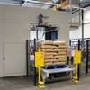 High level conventional palletizer with bags - full pallet view