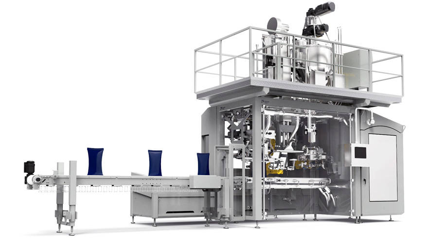 Open-mouth bagger with bottom up filler