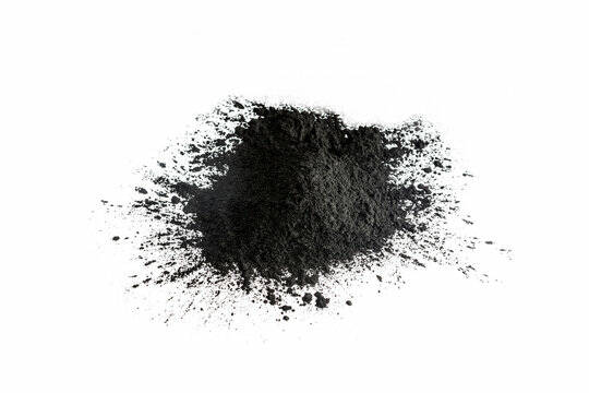 Carbon black powder on a white backdrop