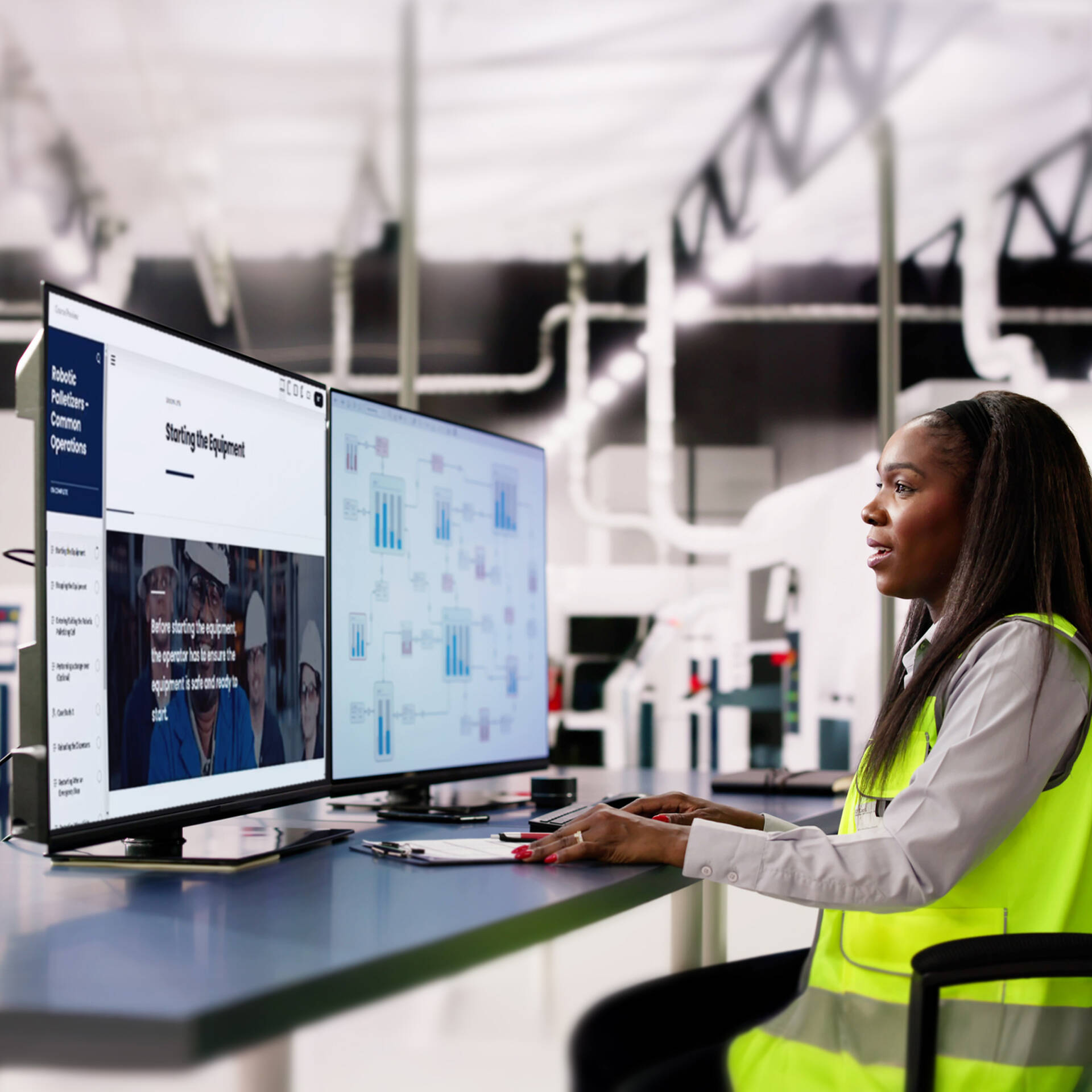 Plant employee following a Premier Tech training program online