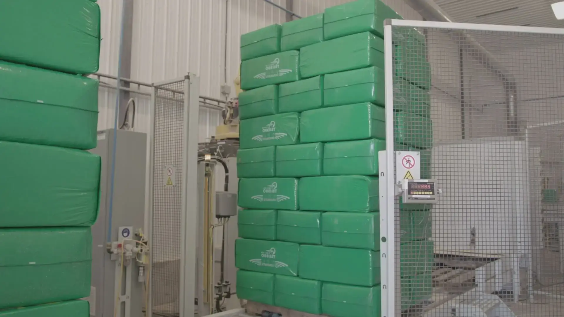 Compressed bales stacked on a pallet