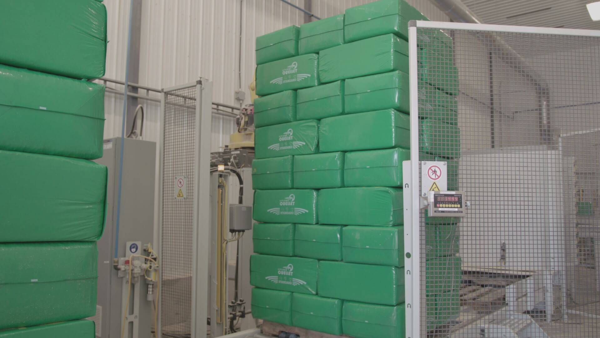 Compressed bales stacked on a pallet