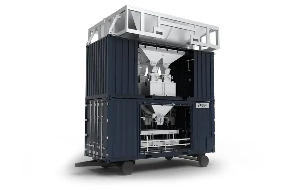 Containerised mobile bagging machine