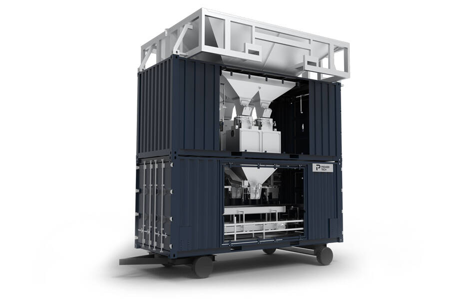 Containerised mobile bagging machine