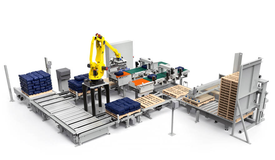 Robotic bag palletizer