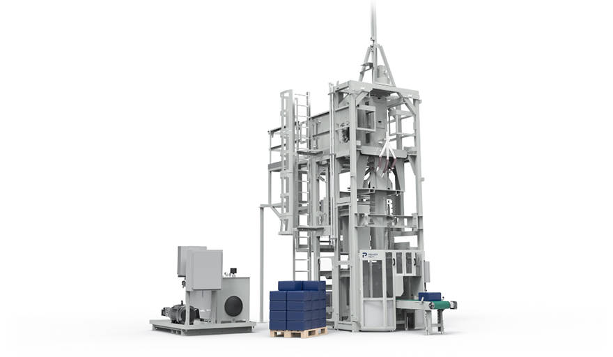 Vertical form fill and seal baler