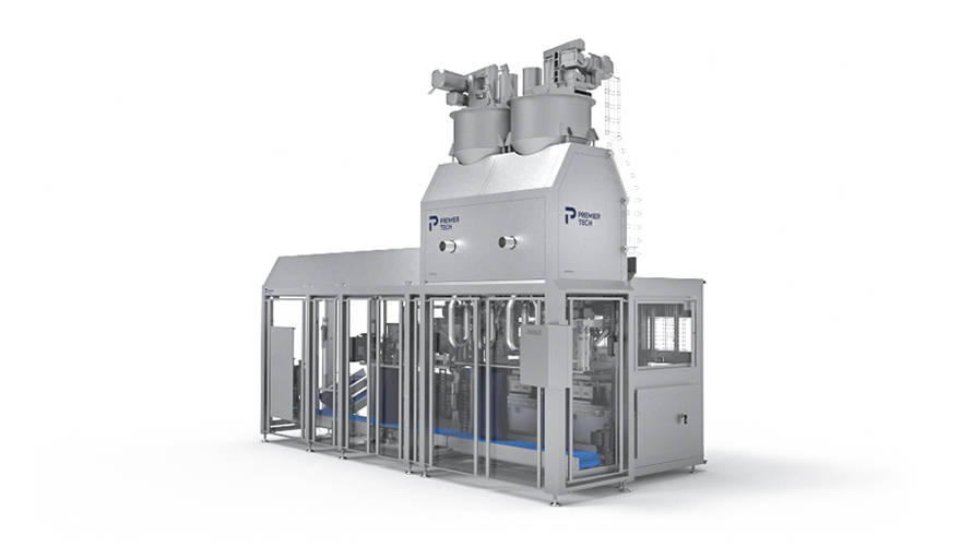 Open-mouth bagger with bottom-up filler