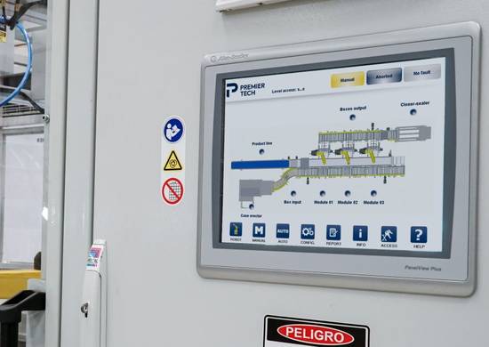 The cell layout is shown on the HMI