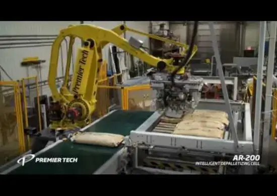 Premier Tech depalletizer handling bags
