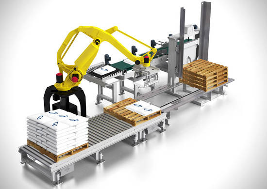 Robotic bag palletizer