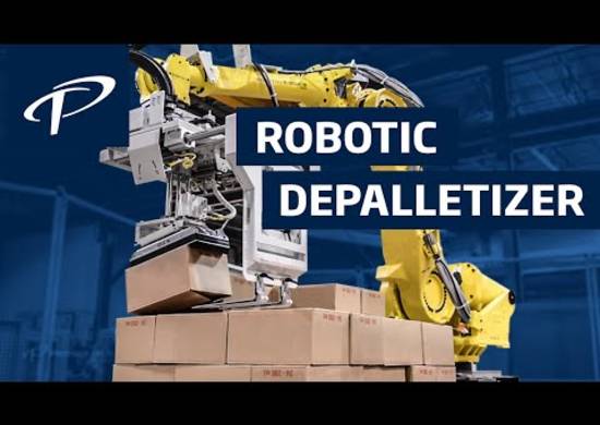 Robotic depalletizer handling boxes