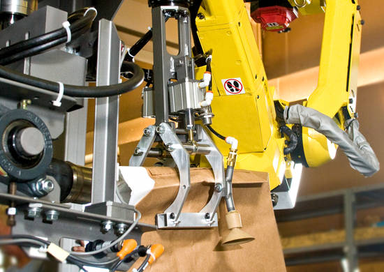 Robotic bag handling system for valve bags