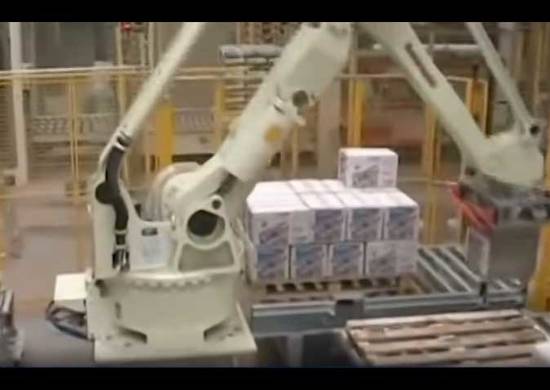 Robotic palletizer handling product